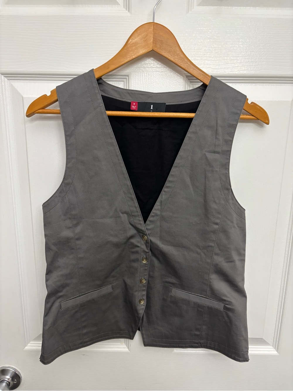 Misha Nonoo Minimalist Women's Gray Button-Front Vest